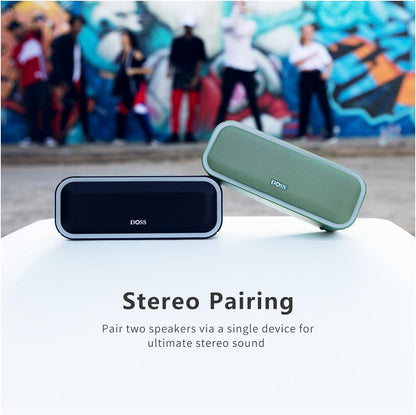 Soundbox Pro+ Bluetooth Speaker, Immersive 24W Stereo Sound with Booming Bass, IPX6 Waterproof, 15H Playtime, Mixed Colors Lights, Wireless for Backyard, Hiking, Garage, Party-Grey